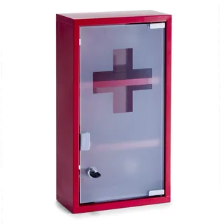 Zeller Medizinschrank rot, Metall - 25 x 12 x 45, cm
