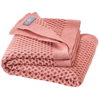 WABEN-STRICKDECKE Baby & Kinder - 100% Bio-Merino - kuschelig weich & warm - 80 x 100 cm - nachhaltig & fair - im schönen Wabenstrickmuster, Made in Germany | Softpink