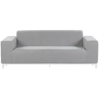 Beliani Gartensofa Grau, Weiß, Textil, 3-Sitzer, 185x67x84 cm Loungemöbel, Gartensofas