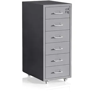 Relaxdays Rollcontainer Aktenschrank 69 x 28 x 41 cm grau