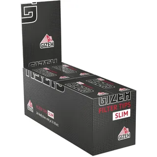 GIZEH Black Filter Tips Slim, 20 x 60 mm – Heftchen mit 35 Blatt | Vorperforierte schmale Filter Tips für einfaches Eindrehen - einzeln entnehmbar, für unterwegs