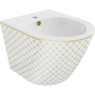 Mexen Lena hängendes Bidet, weiß/goldenes Karomuster - 35224809
