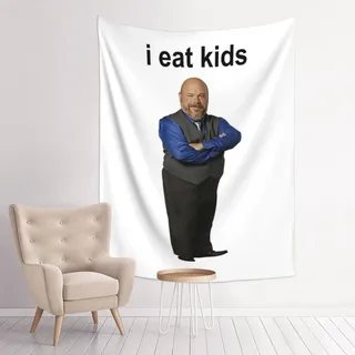 LWIEF I Eat Kids Bertram Tapisserie, ästhetischer Wandteppich, 96,5 x 73,7 cm, lustiger Meme-Wandteppich, Wandbehang, Kunstposter für Schlafzimmer Wohnzimmer