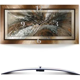 ARTland Wanduhr, gebogen Quarzuhr - schwarzer Zeiger Gold Abstrakt 1 Größe: 50x25 cm - Braun