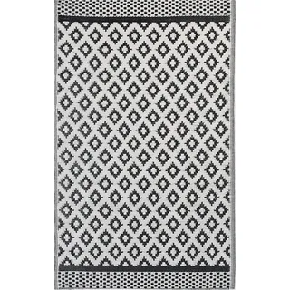 BELIANI Outdoor u. Indoor Teppich Schwarz Polypropylene 120 x 180 cm modernes Muster Rechteckig Kurzflor Gartenaccessoires Terrasse Balkon Wohnzimmer - Schwarz, Weiß
