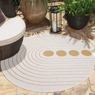 Carpet City Outdoorteppich "DUO RUG 5739" rund 5 mm Höhe Wendeteppich Wetterfest In- & Outdoor, Balkon, Terrasse, Wohnzimmer, gelb