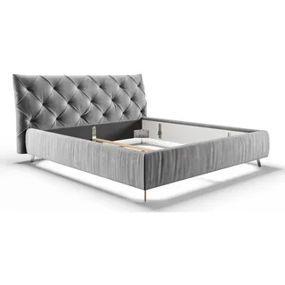 KAWOLA Polsterbett Kopfteil niedrig Velvet silber 160x200cm - Silber