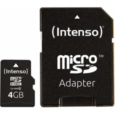 Intenso MEMORY MICRO SDHC 4GB C10/W/ADAPTER 3413450 (microSDHC, 4 GB), Speicherkarte