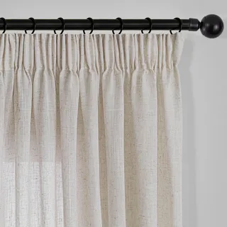 Vorhänge 250cm Lang Kräuselband Beige-Leinen Natur Gardinen Schienensystem Wohnzimmer Modern Landhaus Schrank Schlafzimmer Vorhang mit Haken Halbtransparent Lichtdurchlässig Gardine Boho Deko 2er set