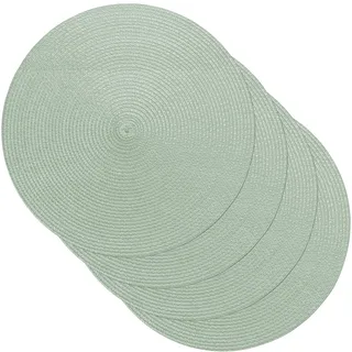 Venilia Tischset Grün Rund, Platzset für Esszimmer, Esstischmatten, Telleruntersetzer, Platzdeckchen, gewebt, lebensmittelecht, 38 cm, 4 Stück, 59123