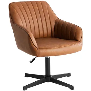 Sweetcrispy Esszimmerstühle, Küchenstuhl Drehbar & Höhenverstellbar - Leder Sessel Esstisch mit Armlehne, 360° Drehstuhl Esszimmer in Braun, 4 Stück