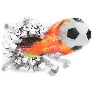 YunBey 3D Wandtattoo Fussball Breakthrough Fussball Wand Sticker Abnehmbaren Wandaufkleber für Kinderzimmer Jungen Fußball Deko für Jugendzimmer Wohnzimmer