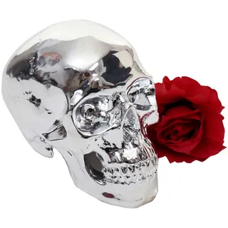 MCW Deko Totenkopf Silber , Silberfarben , Stein , 12x15x18 cm , Dekoration, Dekofiguren & Skulpturen, Dekoobjekte