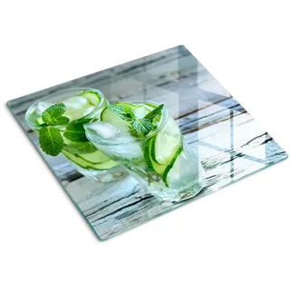 Tulup Glasplatte 60x52 cm Wassergurken , Grün , Glas , 60x0.4x52 cm , Küchen, Küchenelektrogeräte, Herde, Herdabdeckplatten