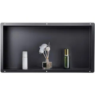 Vevor Duschnische, 10,16x33,02x63,5 cm, rahmenlose Wandnische, Shampoo-Aufbewahrungs-Organizer aus Edelstahl, langlebig, schwarz für Badezimmer