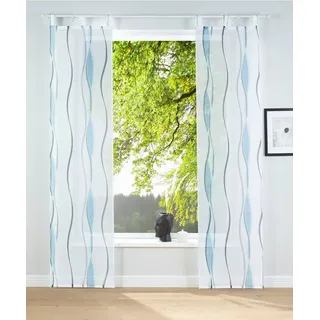 OTTO home Dimona Schiebegardine Schlaufen 57 x 295 cm Weiß/Petrol 2 St.