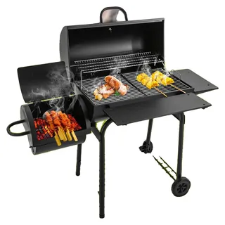 Holzkohlegrill, Konstruktion aus legiertem Stahl, 147cm x 70cm x 126cm, große Grillnetzgröße 39cm x 34cm, kleine Grillnetzgröße 31,5cm x 31cm, Nettogewicht 25,7kg