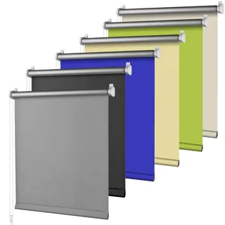 S SIENOC Thermorollo Klemmfix Rollo Grau L210 x W95cm Stoffbreite 91cm Verdunkelungsrollo Silberbeschichtung Seitenzug für Fenster & Türen