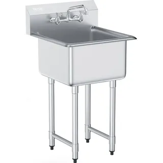 Vevor Edelstahl Spültisch Gewerbliche Spülbecken 533,4x457x1041mm Wasserhahn