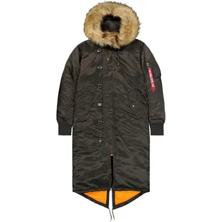 Alpha Industries Long Fishtail Polarjacke, Black Olive, L