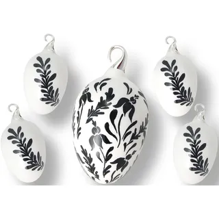 Krebs Glas Lauscha Osterei Floral elegantes Design Schwarz/Weiß Glas