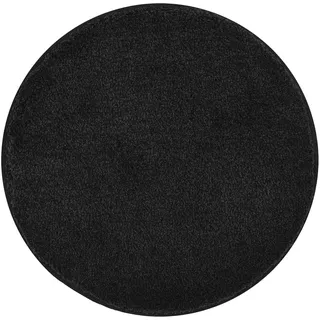 Kleine Wolke Badteppich Relax Schwarz 100 cm rund | OEKO-TEX zertifiziert, rutschhemmende Unterseite, für Fußbodenheizung, maschinenwaschbar, 100% Polyacryl