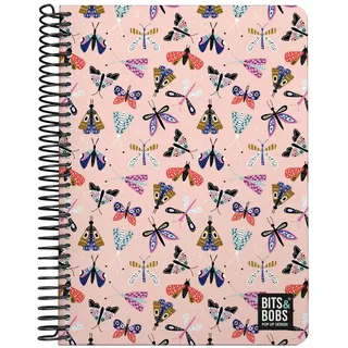 Grafoplás Notizbuch, 80 Blatt, kariert, 4 x 4, 90 g, Kunststoffeinband, Spiralbindung, Design Kollektion Bits&Bobs Pop Up Design Butterfly, FSC-zertifiziert