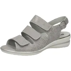 bama Damen hochwertige Echtleder-Sandalen Sommer-Schuhe mit Schnallen-Verschluss 1004033 Grau