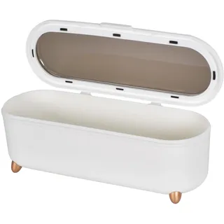 DEARBAG Besteck Abtropfbehälter Kunststoff, Besteckhalter Tisch, Weiß Besteckbox mit Abtropfgitter, Besteck Aufbewahrungsbox mit Deckel für Essstäbchen Löffel Messer Gabel, Küchenhelfer Organizer