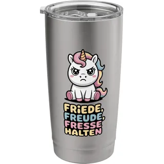 Friede Freude Fresse Halten Einhorn Spruch Doppelwandiger Edelstahl-Thermobecher