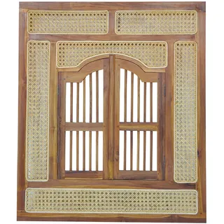 SIT Möbel Wandspiegel SIT, beige (natur), B:80cm H:90cm T:4cm, Geflecht Rattan, Massivholz, Spiegel, Wandspiegel, mit 2 Flügeltüren