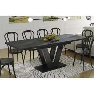 endo-moebel Esstisch Lara 130cm - 210cm ausziehbar Synchronauszug Beton dunkel