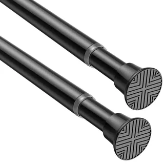 AIZESI Teleskopstange 46-90cm, 2 Stück Schwarze Gardinenstange Zum Klemmen, Klemmstange Verstellbare Für Fenster, Schrank, Badezimmer