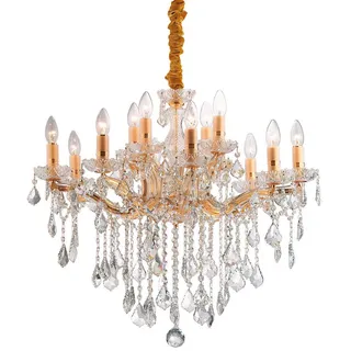 Ideal Lux Kronleuchter , Goldfarben, Messingfarben , Glas, Stein , 90-120 cm , Lampen & Leuchten, Leuchtenserien