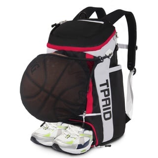 KINGSLONG Basketball Rucksack Fußballrucksack Große Kapazität Softball Tasche mit Schuhfach und Zaunhaken, leichte Fußball Volleyball Softball Ausrüstung für Schläger, Helme, Hüte, Schuhe/Rot