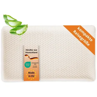 sleepling kleines Reisekissen 25x42cm, Höhe 7cm, Nackenkissen, orthopädisches Kissen, Komprimierbares Memory Foam Visco Kopfkissen 25 x 42 cm, ergonomisches Nackenstützkissen, Made in EU, Oeko-TEX