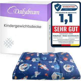 nivion Dailydream Gewichtsdecke Kinder – Baumwolle – Space – 90x120 cm – 2,5 kg- Beruhigende Wirkung - Besser Einschlafen - Standard 100, doppelt genäht für erhöhte Haltbarkeit, perfekte Gewichtsverteilung durch kleine Fächer, Temperaturstabil, hypoallergene 
