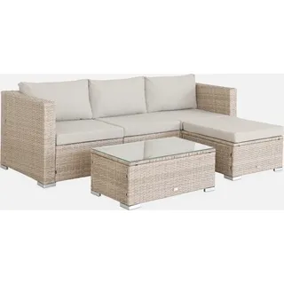 sweeek - Gartenlounge aus Polyrattan für 4 Personen - Natur