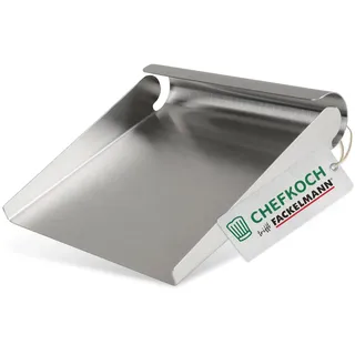 FACKELMANN Chefkoch Gemüsetaxi aus Edelstahl – Praktischer Haushaltshelfer für die Küche – Küchenspachtel zum Aufsammeln von geschnittenem Gemüse – Spülmaschinengeeignete Gemüseschaufel