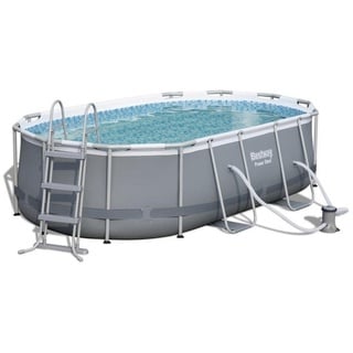 BESTWAY Power Steel Frame Pool oval Set 427 x 250 x 100 cm inkl. Filterpumpe