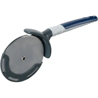 Tasty XXL Pizzaschneider mit Soft-Touch-Griff, Rostfreier Edelstahl - Schnell, Sauber & Mühelos Pizzateilen, Spülmaschinengeeignet, Grau/Blau/Silber, 25x11cm