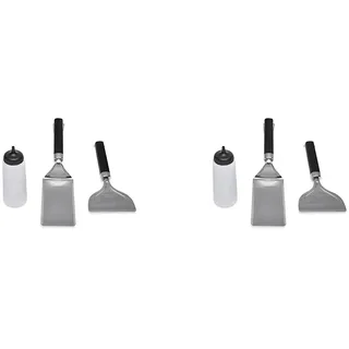 Weber Grillplatten Zubehör Starter Set, 3-teilig, besteht aus Grillplatten-wender, Schaber aus Edelstahl & Quetschflasche. Perfekt für alle Planchas/Grillplatten (6777) (Packung mit 2)