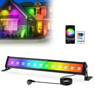 T-SUN 50W LED Strahler Außen, Smart RGB Wallwasher Licht mit Fernbedienung und Bluetooth APP, LED Bar Lichteffekte, IP66 Wasserdicht Partylichter für Disco,Garten, Hof, Halloween Bühnenlichter