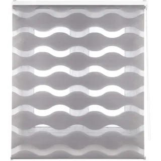Blindecor Lira Wellen – Doppelrollo Tag und Nacht, Silbergrau, 120 x 180cm (Breite x Höhe)