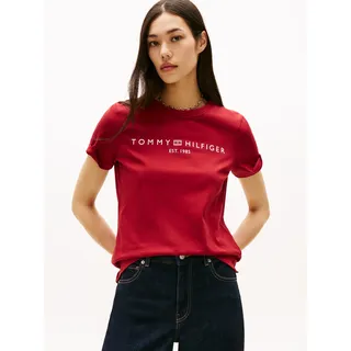 Tommy Hilfiger Damen, T-Shirt Kurzarm LOGO Rundhalsausschnitt, rot (regatta Red), XXL