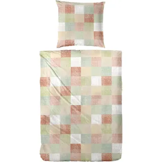 Bettwäsche PRIMERA "Biber-Bettwäsche Pixelgrid", braun, B/L: 135cm x 200cm, 1 Stk., 1 Stk., Biber, B/L: 80cm x 80cm, 2 Stk., Biber, Obermaterial: 100% Baumwolle, Bettwäsche, Bettwäsche, mit klassischer Karo-Optik
