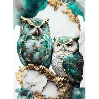 JATOK Diamond Painting Erwachsene, Diamant Painting Bilder Eule 30x40cm, 5D Diamond-Painting Art Geeignet Als Geschenk, Zur Entspannung und Als Wanddeko