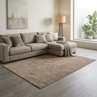 Sehrazat LIMA Kurzflorteppich 120 x 170 cm Dunkelbeige