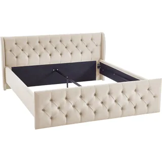 Atlantic Home Collection Bettgestell "TAMINA mit Chesterfieldoptik Kopf- und Fußteil", beige (creme), B:182cm L:217cm, ATLANTIC HOME COLLECTION, Betten, Bettgestell, mit Chesterfield Kopf- und Fußteil