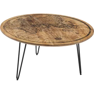Stolkom Couchtisch »Napcoa« mit Weltkarte Aufdruck, Tisch in Massivholz mango), braun